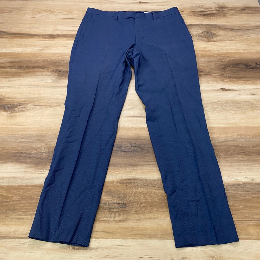 Banana Republic Dress Pants 31x30 Standard Fit Wool Glen Plaid Blue Trousers